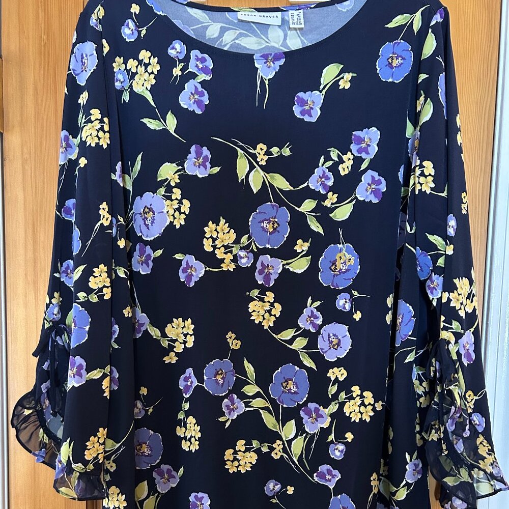 Susan Graver liquid knit, 3/4 sleeve top - SZ 1X